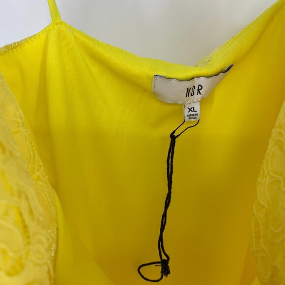 Revolve NSR Dress Midi Yellow Lace Floral Twist Front Sleeveless - Picture 3 of 16